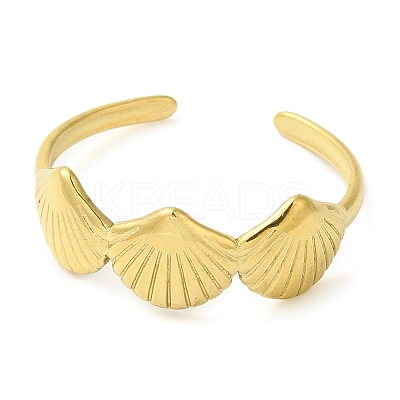 Shell Shape 304 Stainless Steel Open Cuff Rings for Women LS-RJEW-Z043-02D-1