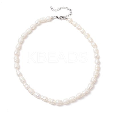 Natural Cultured Freshwater Pearl Rice Beaded Necklaces for Women NJEW-JN05337-02-1