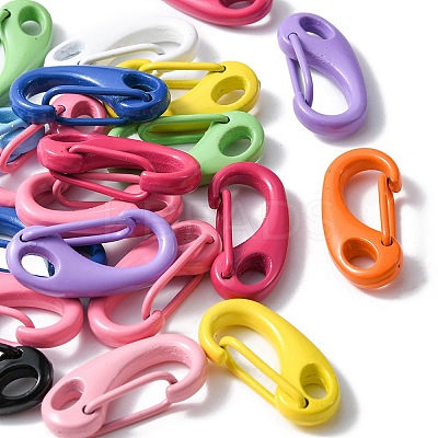 20Pcs Spray Painted Alloy Push Gate Snap Keychain Clasp Findings FIND-YW0001-74-1