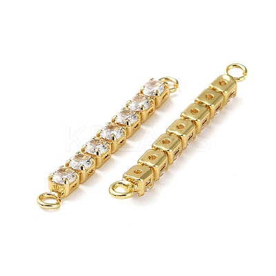 Rack Plating Brass Pave Cubic Zirconia Connector Charms KK-D044-01A-G-01-1