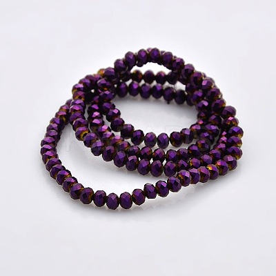 Full Plated Faceted Rondelle Electroplate Glass Beads Strands GLAA-A024C-FP03-1