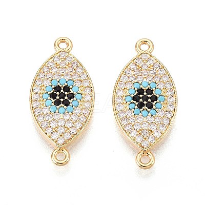 Brass Micro Pave Colorful Cubic Zirconia Connector Charms KK-N284-02G-1