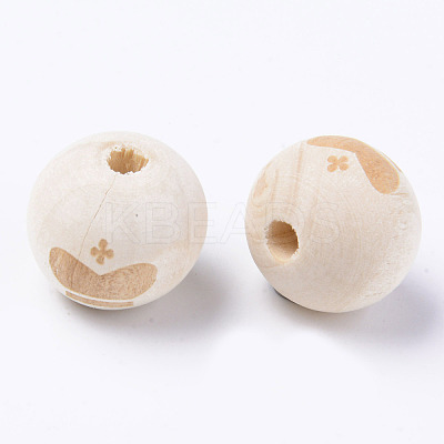 Unfinished Natural Wood European Beads WOOD-S057-002B-1