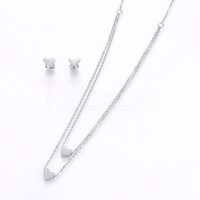 Tarnish Resistant 304 Stainless Steel Jewelry Sets SJEW-O090-33P-1
