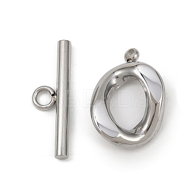 Oval 304 Stainless Steel Toggle Clasps STAS-L022-537P-1