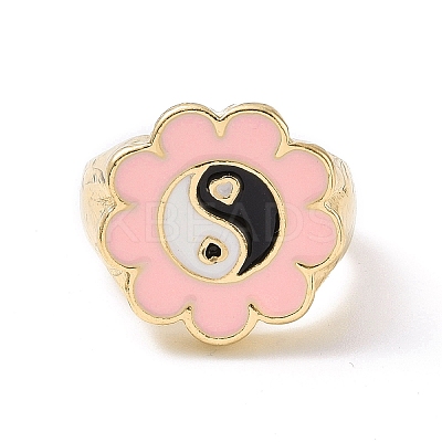 Enamel Flower with Yin Yang Finger Rings LS-RJEW-H108-01A-KCG-1