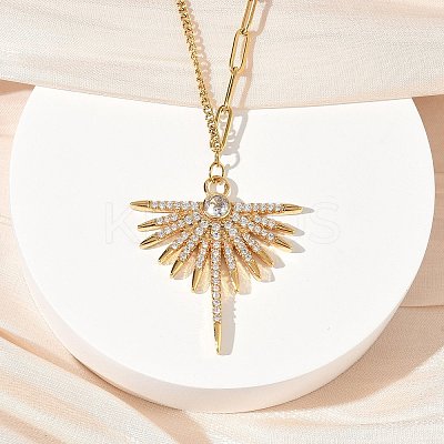 304 Stainless Steel Micro Pave Clear Cubic Zirconia Pendant Necklaces for Women NJEW-Z103-01G-06-1