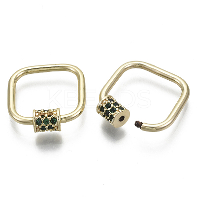 Brass Micro Pave Cubic Zirconia Screw Carabiner Lock Charms KK-R136-064B-NF-1