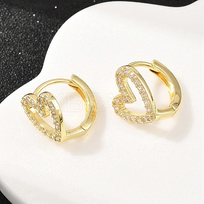 Hollow Heart Brass Micro Pave Clear Cubic Zirconia Hoop Earrings EJEW-D348-10G-1