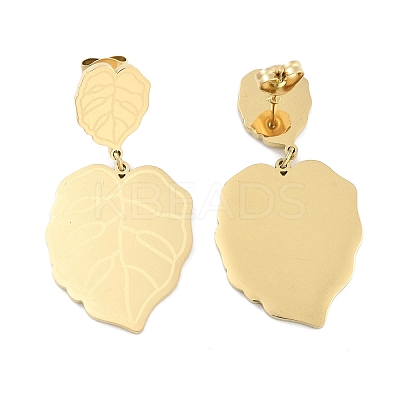 Leaf 304 Stainless Steel Dangle Earrings EJEW-L283-105G-1