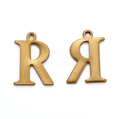 304 Stainless Steel Alphabet Charms STAS-H122-R-AB-1
