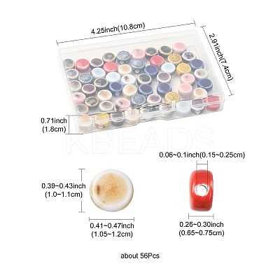 56Pcs 11 Colors Handmade Porcelain Beads PORC-FS0001-32-1