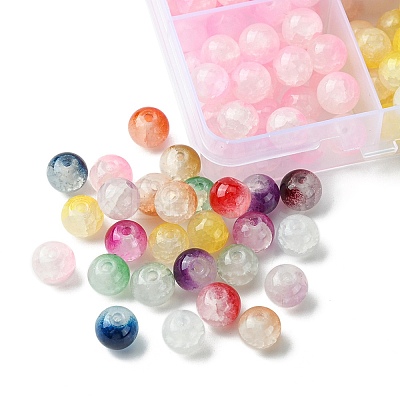 375Pcs 15 Colors Crackle Baking Paint Imitation Jade Glass Beads Sets DGLA-FS0001-06-1