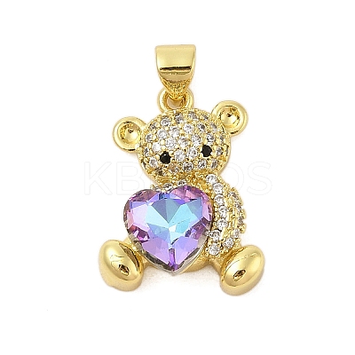 Rack Plating Brass Micro Pave Cubic Zirconia Pendants KK-Z074-66G-1