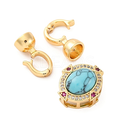 Brass Micro Pave Clear Cubic Zirconia Fold Over Clasps KK-P291-24G-1