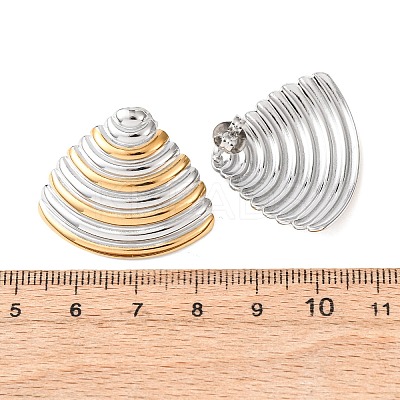 Two Tone Shell Shape 304 Stainless Steel Stud Earrings EJEW-H176-01GP-1