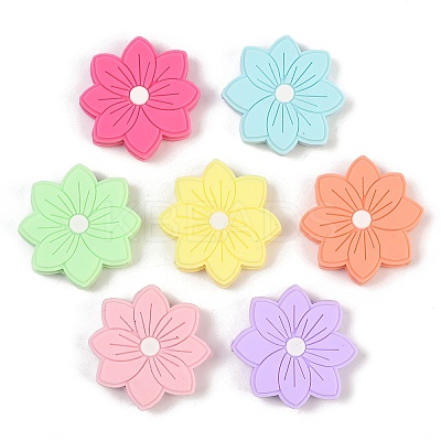 Flower Food Grade Silicone Focal Beads SIL-A011-02E-1