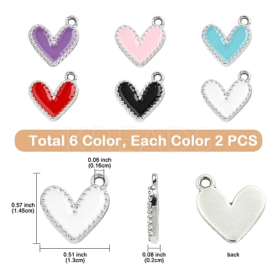 12Pcs 6 Colors Rack Plating Alloy Enamel Charms ENAM-YW0004-94A-1