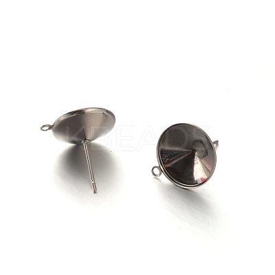 Non-Tarnish 304 Stainless Steel Stud Earring Settings for Pointed Back Xilion Rivoli Rhinestone and Dangle Charms STAS-E088-15-12.5mm-1