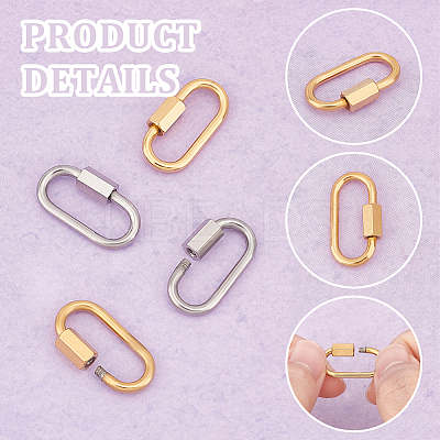 4Pcs 2 Colors 304 Stainless Steel Screw Carabiner Lock Charms STAS-UN0047-25-1
