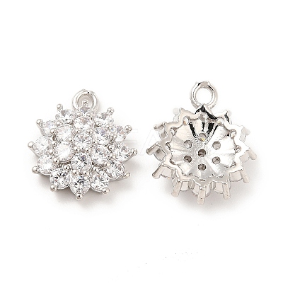 Brass Micro Pave Clear Cubic Zirconia Pendants KK-E071-11P-1