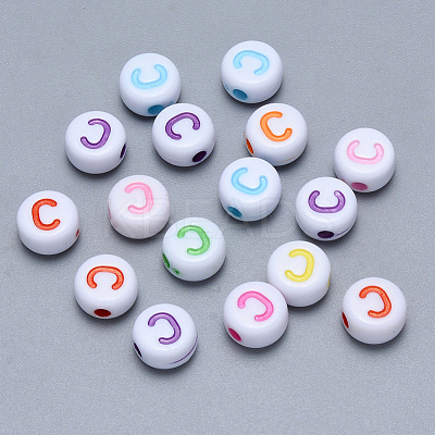 Craft Acrylic Horizontal Hole Letter Beads SACR-S201-11C-1