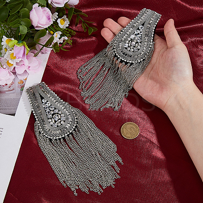 2Pcs Iron & Glass Epaulettes Costume Accessories DIY-FH0009-04B-1