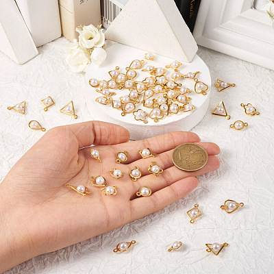 72Pcs 12 Styles ABS Plastic Imitation Pearls Charms/Connector Charms FIND-TA0003-16-1