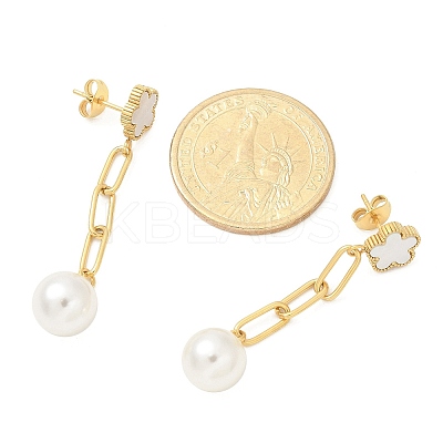 304 Stainless Steel Flower Dangle Stud Earrings EJEW-C096-54G-1