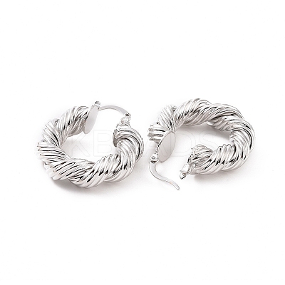 Brass Twist Rope Shape Hoop Earrings for Women EJEW-F303-07P-1