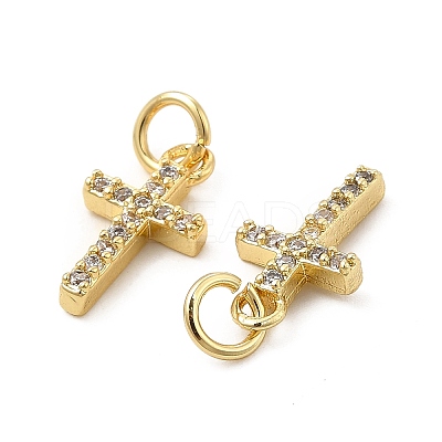 Brass Micro Pave Cubic Zirconia Charms KK-E068-VB260-1