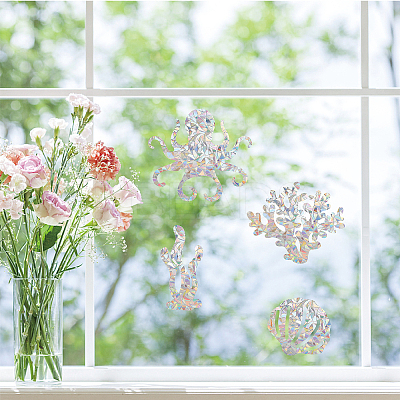 Waterproof PVC Colored Laser Stained Window Film Adhesive Stickers DIY-WH0256-077-1