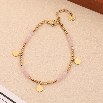Natural Dyed Rose Quartz Beads Stretch Bracelets for Women GI3787-1-1