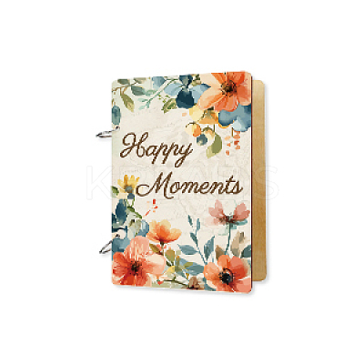 Wooden 2-Ring Loose Leaf Binder Postcard Phote Album Cover DIY-WH0547-015-1