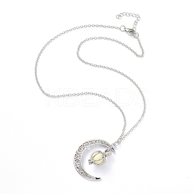 Luminous Alloy Locket Pendant Necklaces NJEW-F284-05B-1