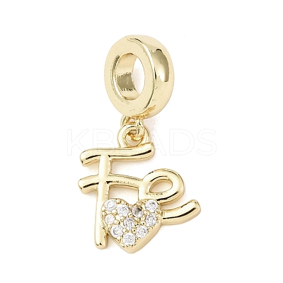 Brass Micro Pave Clear Cubic Zirconia European Dangle Charms LS-KK-B159-06G-1