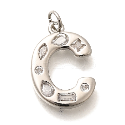 Brass Micro Pave Clear Cubic Zirconia Pendants KK-G521-01P-C-1