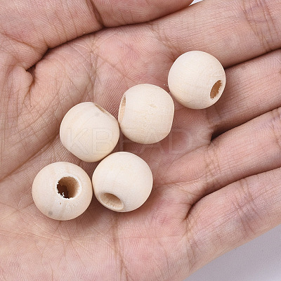 Unfinished Natural Wood European Beads WOOD-Q041-04D-1