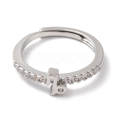Rack Plating Brass Clear Cubic Zirconia Constellation Adjustable Rings for Women RJEW-S407-08P-12-1