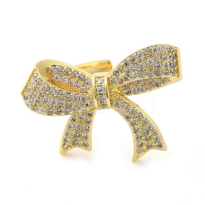 Brass Micro Pave Cubic Zirconia Cuff Rings RJEW-P102-02G-1