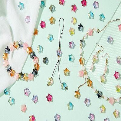 100Pcs Gradient Color Handmade Lampwork Beads DIY-SZ0010-51D-1