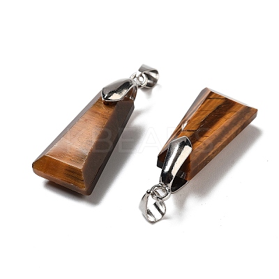 Natural Tiger Eye Faceted Pendants G-F774-02E-1