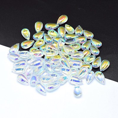 Transparent Glass Charms X-GLAA-H016-11K-1-1