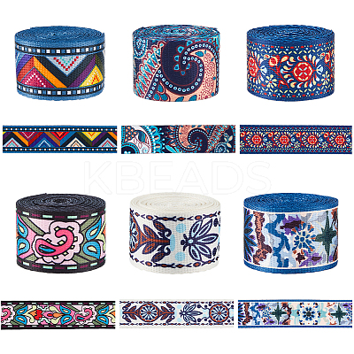 6Pcs 6 Colors Polyester Ribbons OCOR-FH0001-48C-1