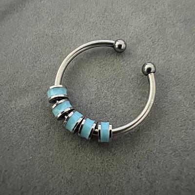 304 Stainless Steel Enamel Disc Beaded Adjustable Open Rings FS-WGAD8B0-04-1