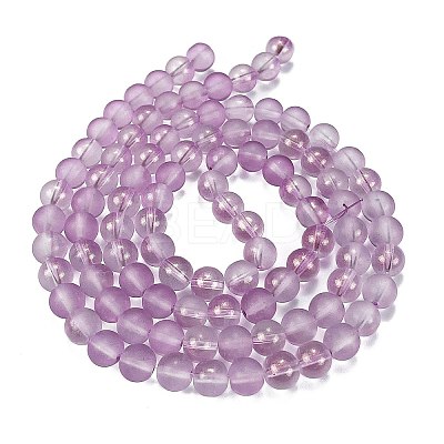 Frosted Transparent Glass Bead Strands GLAA-P065-8mm-07-1
