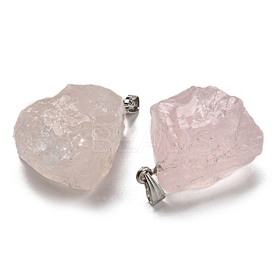 Raw Rough Natural Rose Quartz Pendants G-M405-02P-01-1