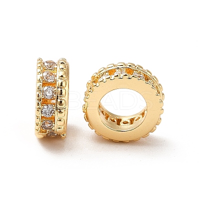 Brass Micro Pave Cubic Zirconia European Beads KK-M233-35G-1
