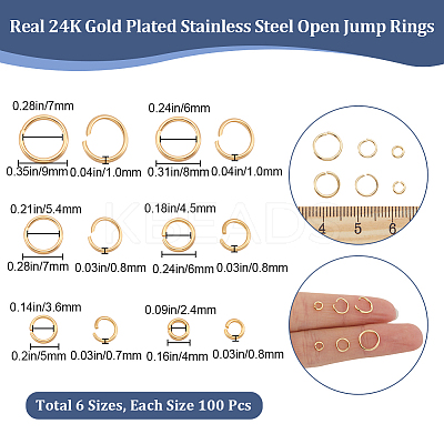 600Pcs 6 Styles 304 Stainless Steel Open Jump Rings STAS-BBC0004-92-1