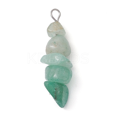 Gradient Color Natural Green Aventurine & Natural Prehnite & Natural Malachite Chip Beaded Pendants PALLOY-JF02791-05-1